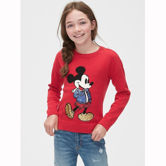 Gap Kids NWT Mickey Mouse Sequin Crew Pullover Sweater S XL - Picture 4 of 4